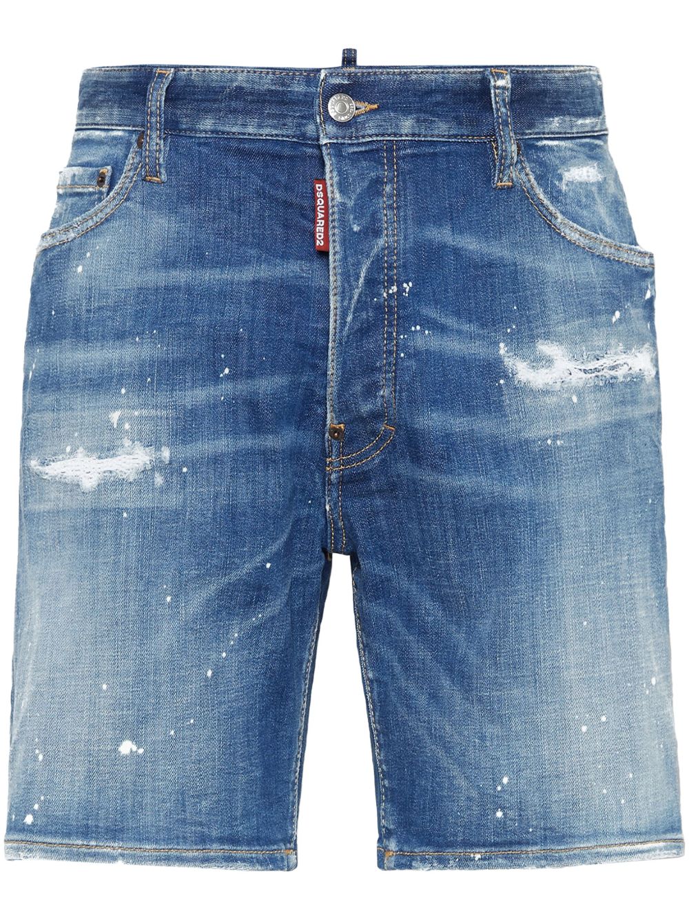 DSQUARED2 弹性棉牛仔短裤 - 蓝色
