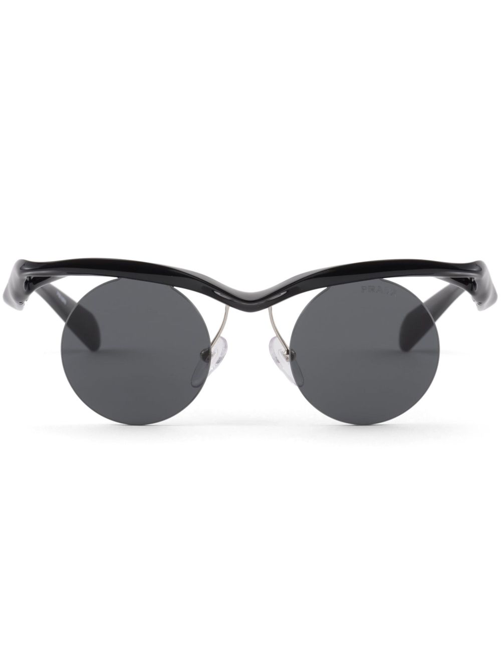 Prada Eyewear Prada PR A24S 圆框太阳眼镜 - 黑色