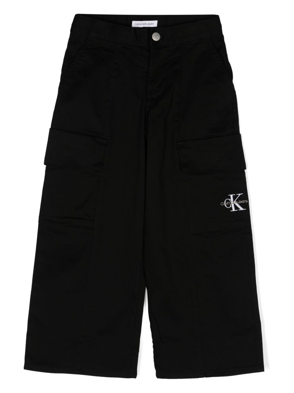 Calvin Klein Kids 阔腿工装长裤 - 黑色