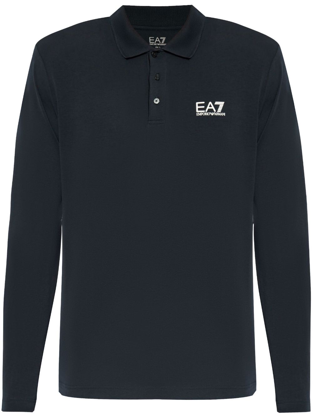 Ea7 Emporio Armani logo印花棉polo衫 - 蓝色