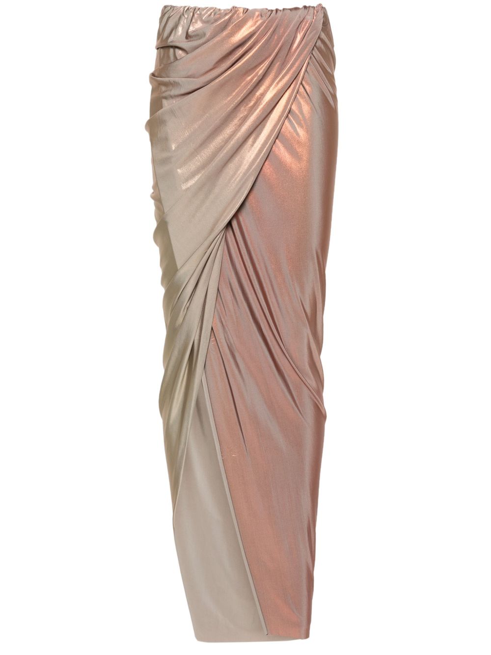 Rick Owens Lilies 虹彩金银丝超长半身裙 - 橘色