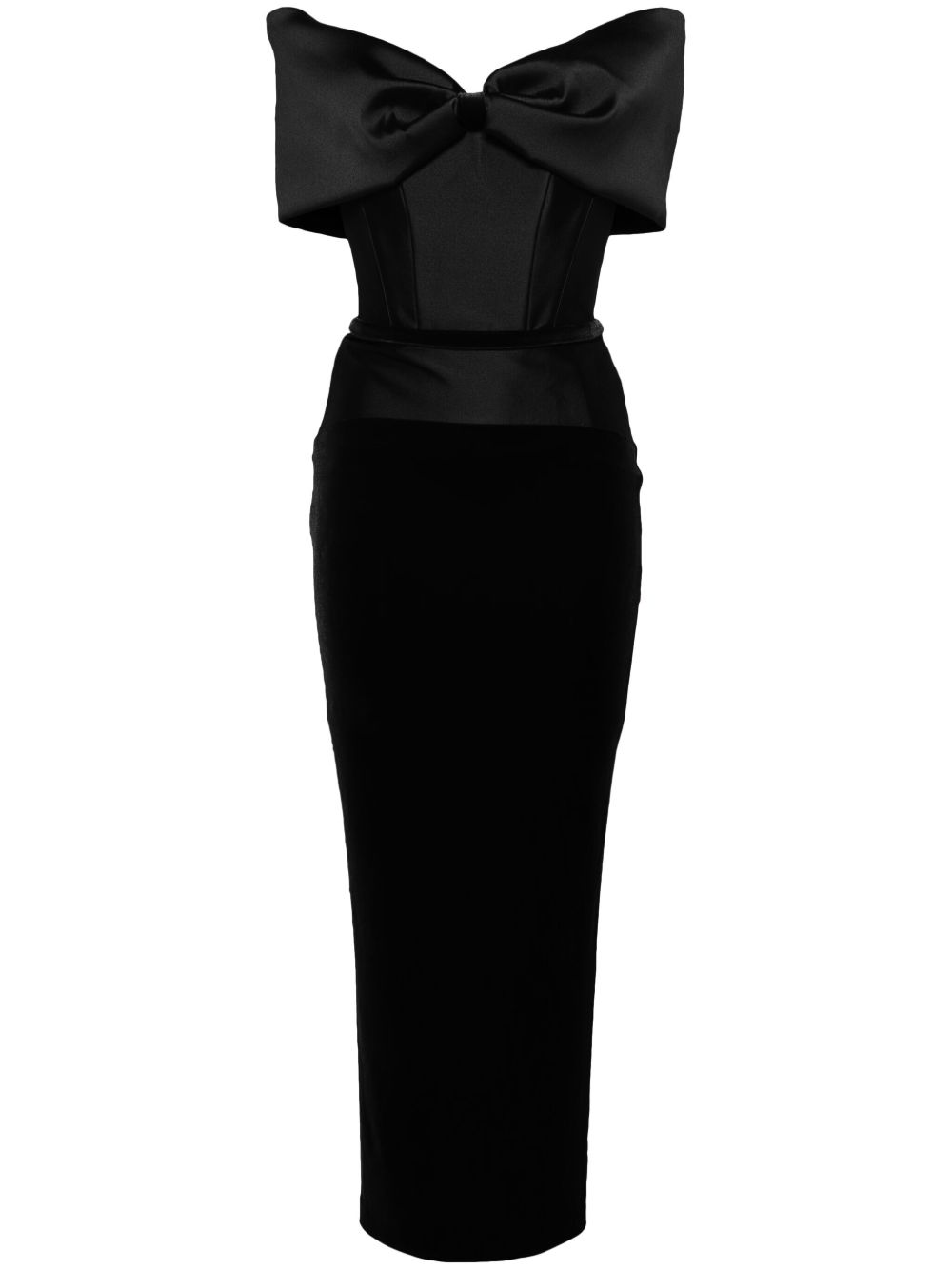 CRISTALLINI panelled-design midi dress - 黑色
