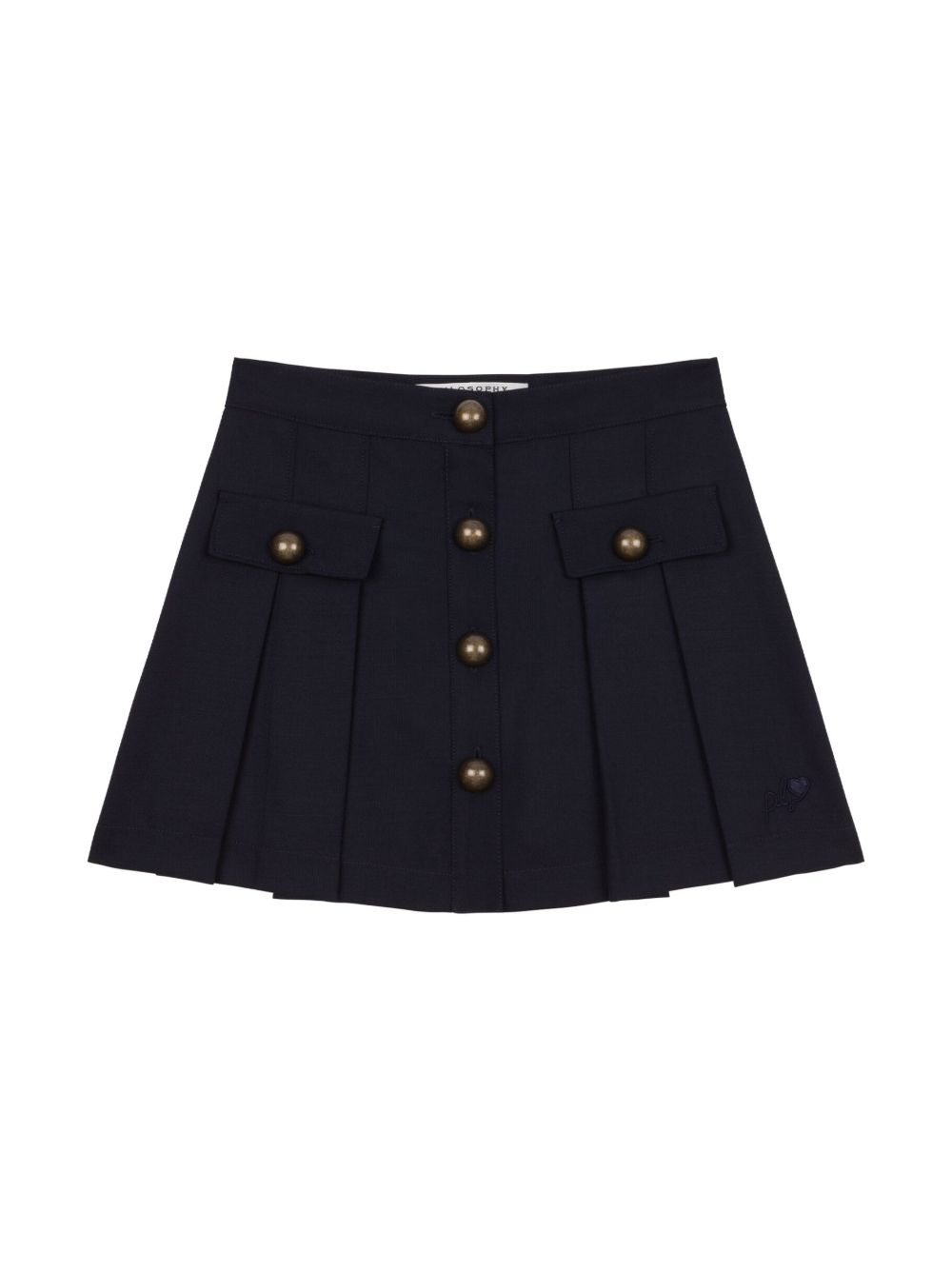 Philosophy Di Lorenzo Serafini Kids 褶饰排扣半身裙 - 蓝色