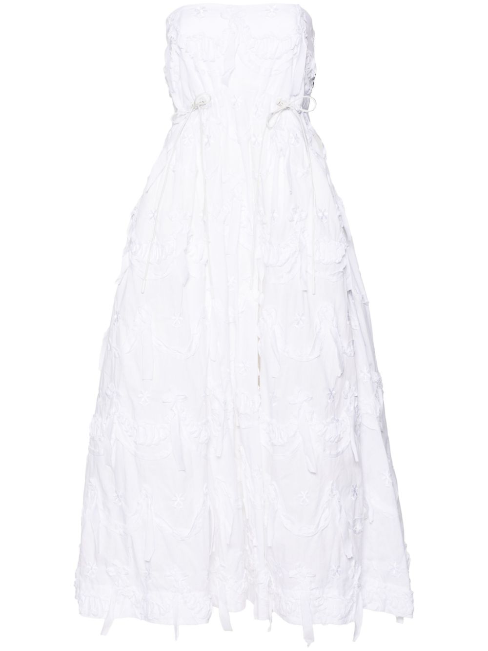 Simone Rocha 蝴蝶结细节露肩礼服 - 白色