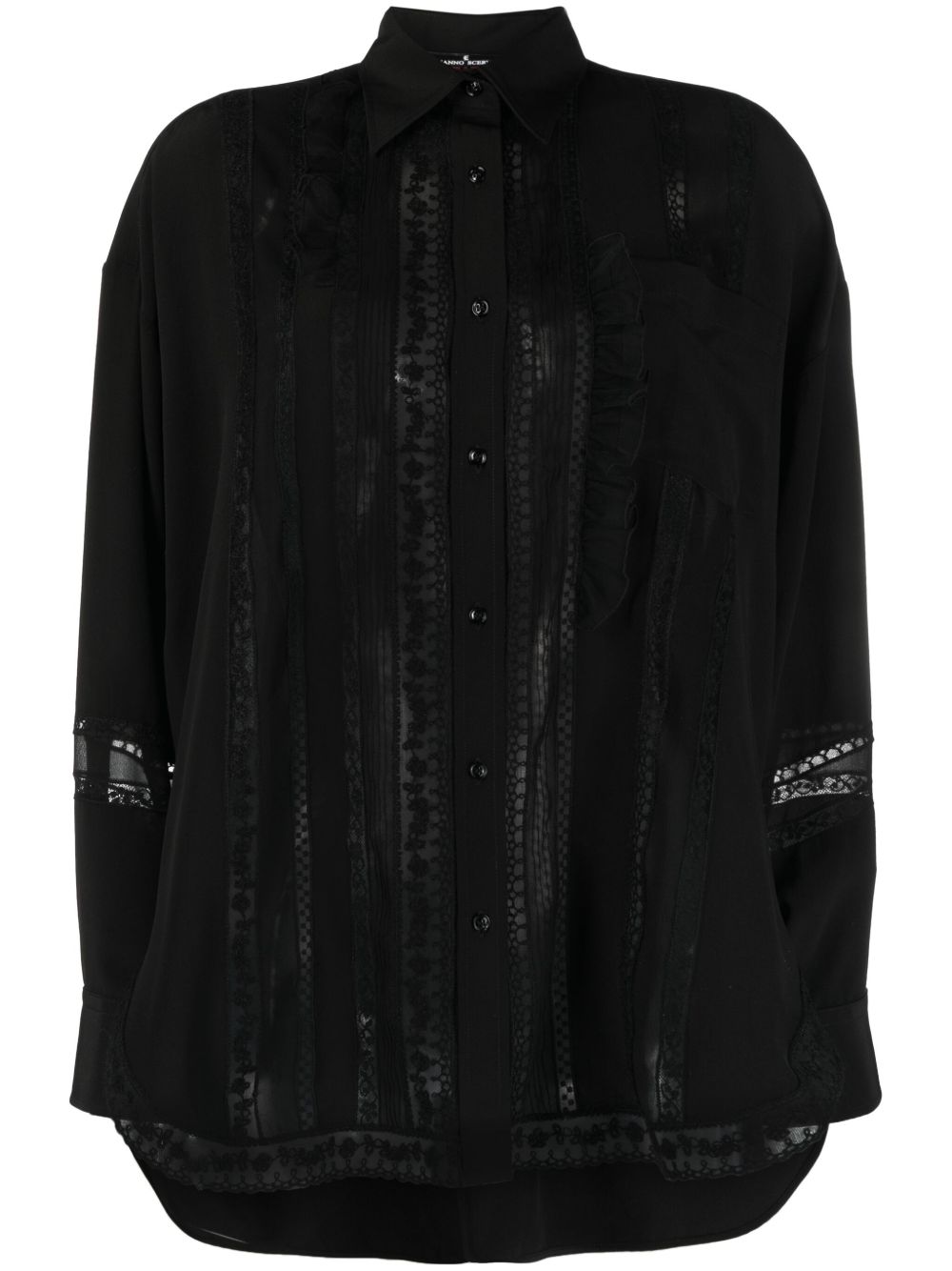 Ermanno Scervino 蕾丝拼接排扣罩衫 - 黑色