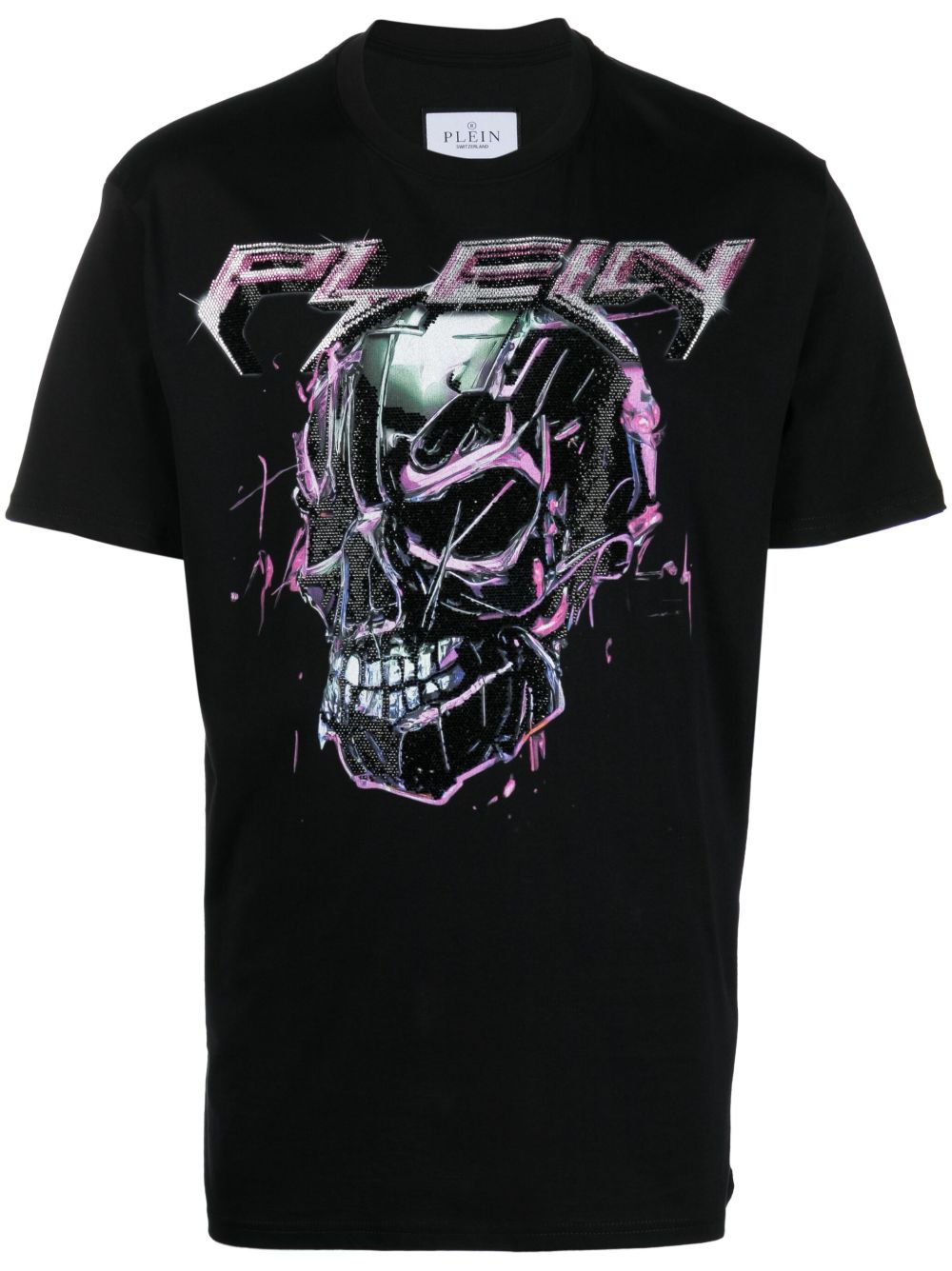 Philipp Plein logo缀饰细节T恤 - 黑色
