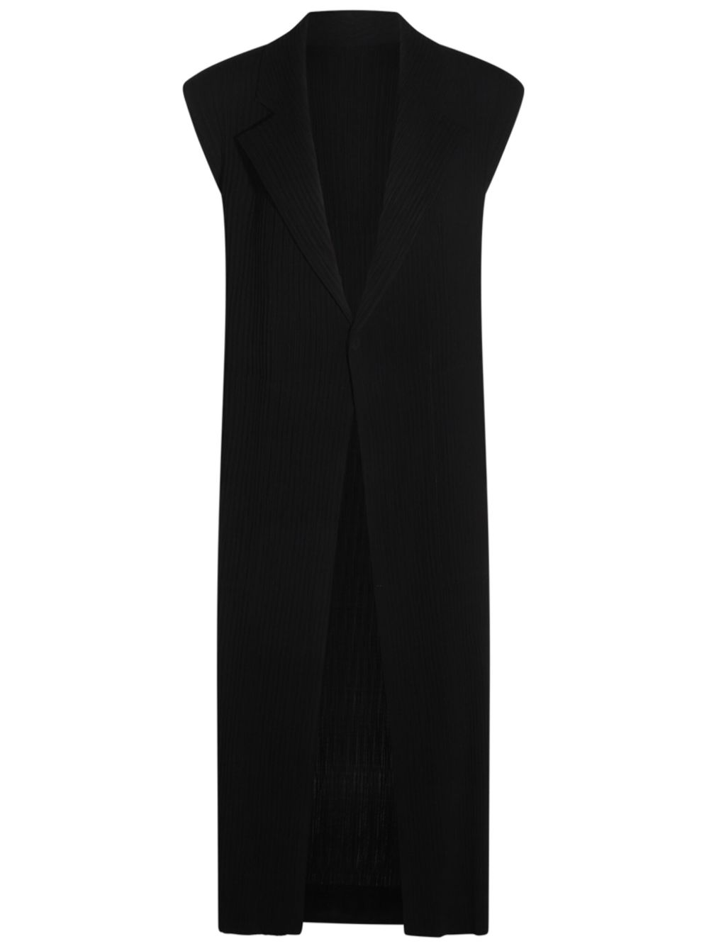 Issey Miyake Hatching Pleats 马甲 - 黑色