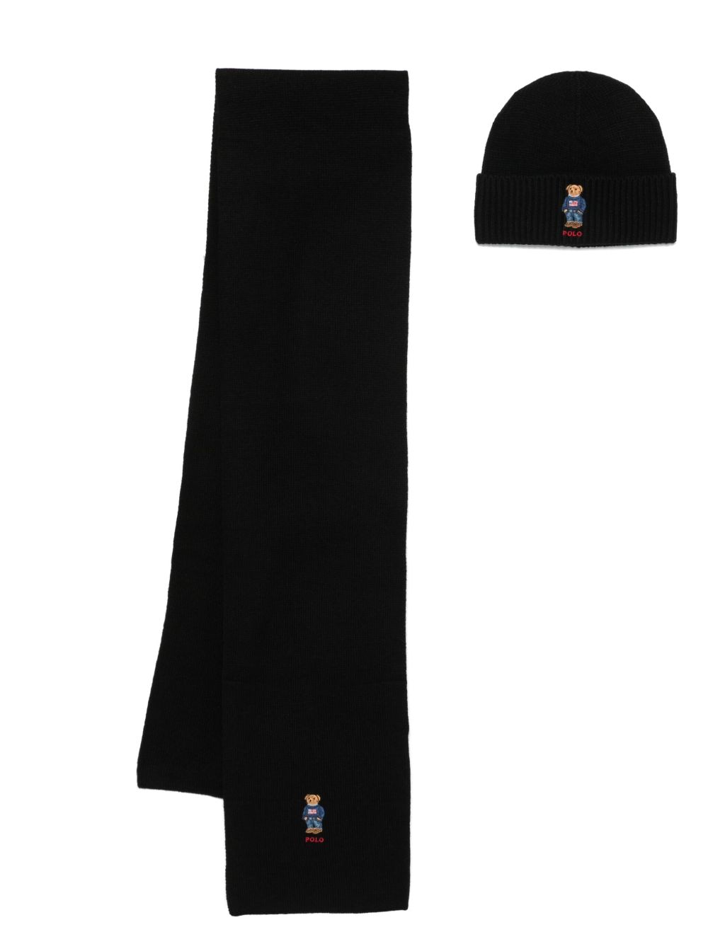 Polo Ralph Lauren Polo Bear 图案围巾套装 - 黑色