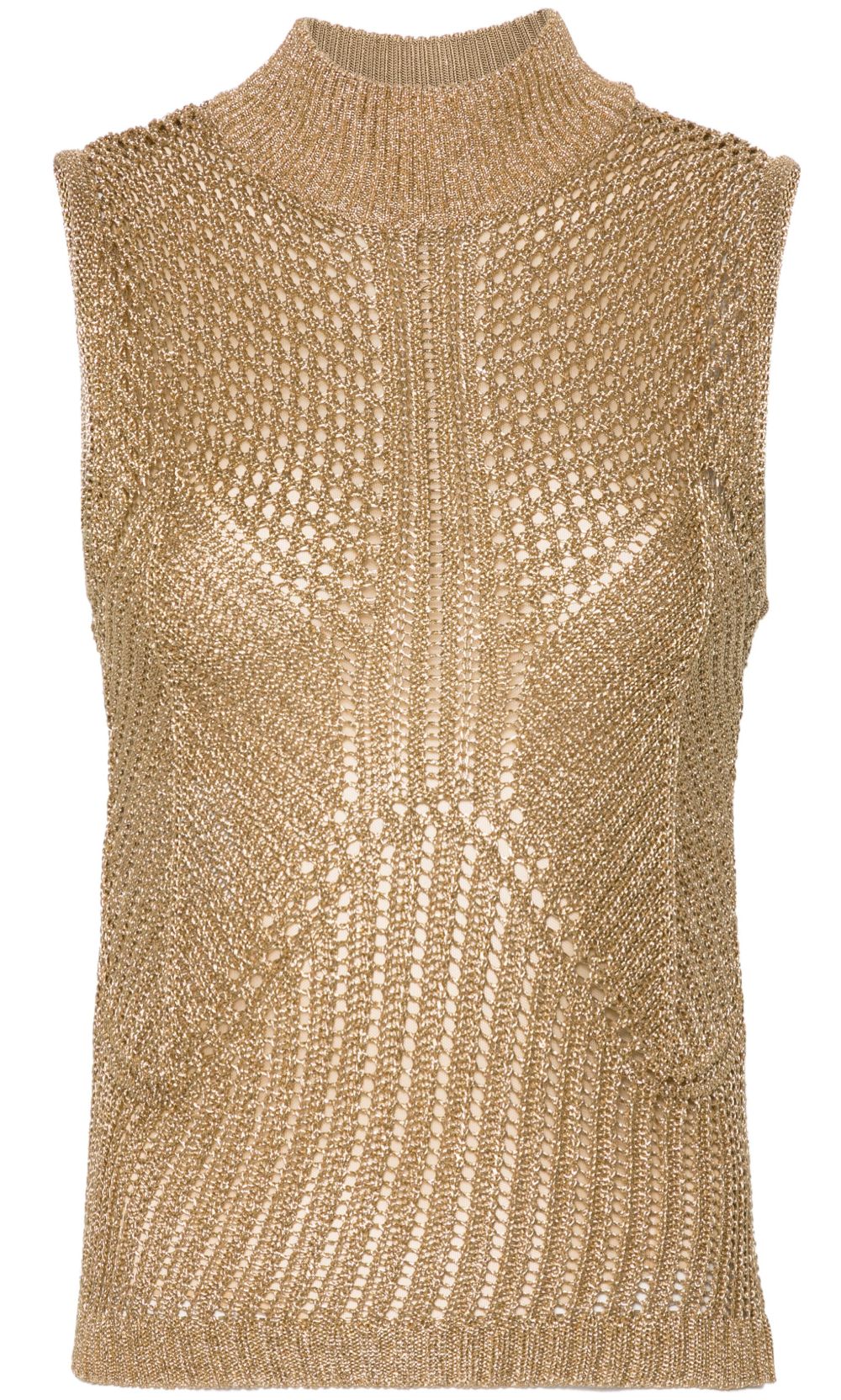 Alberta Ferretti 金属感针织上衣 - 金色