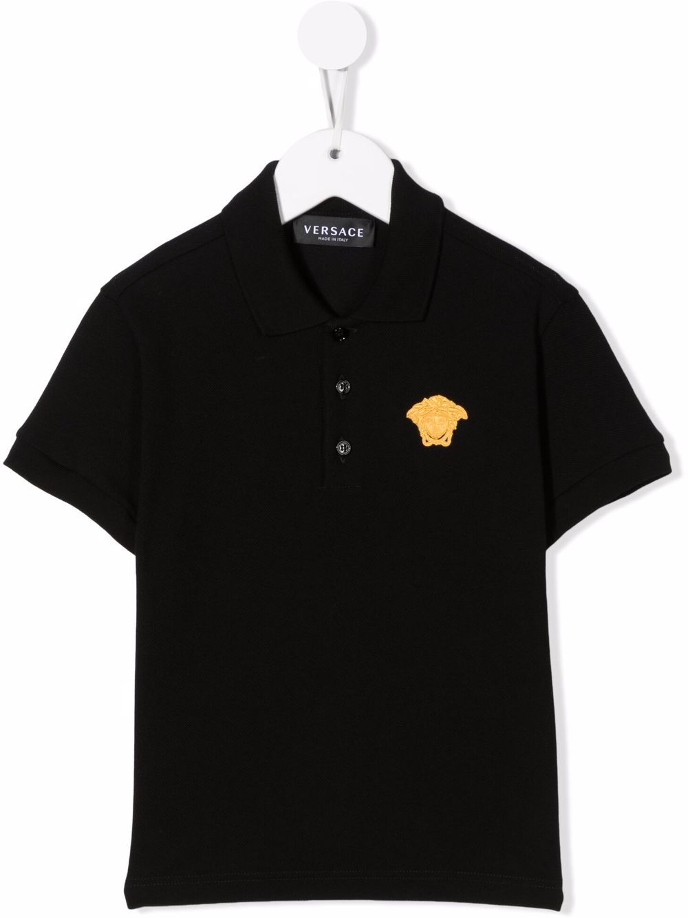 Versace Kids 美杜莎刺绣polo衫 - 黑色
