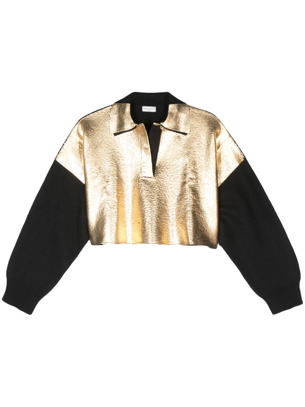 Dries Van Noten Pre-Owned 双色短款卫衣 - 黑色