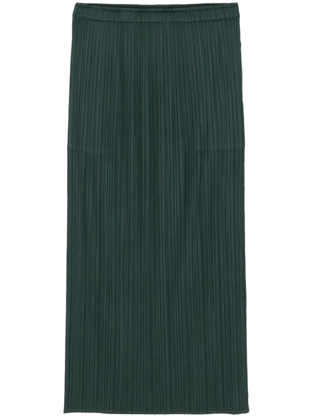 Pleats Please Issey Miyake 百褶直筒中长半身裙 - 绿色