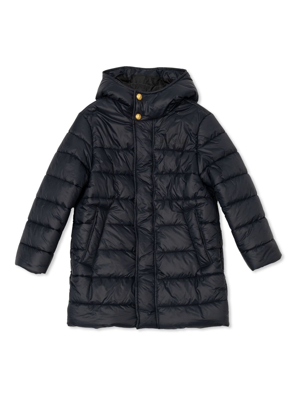 Balmain Kids 蓬松连帽外套 - 蓝色