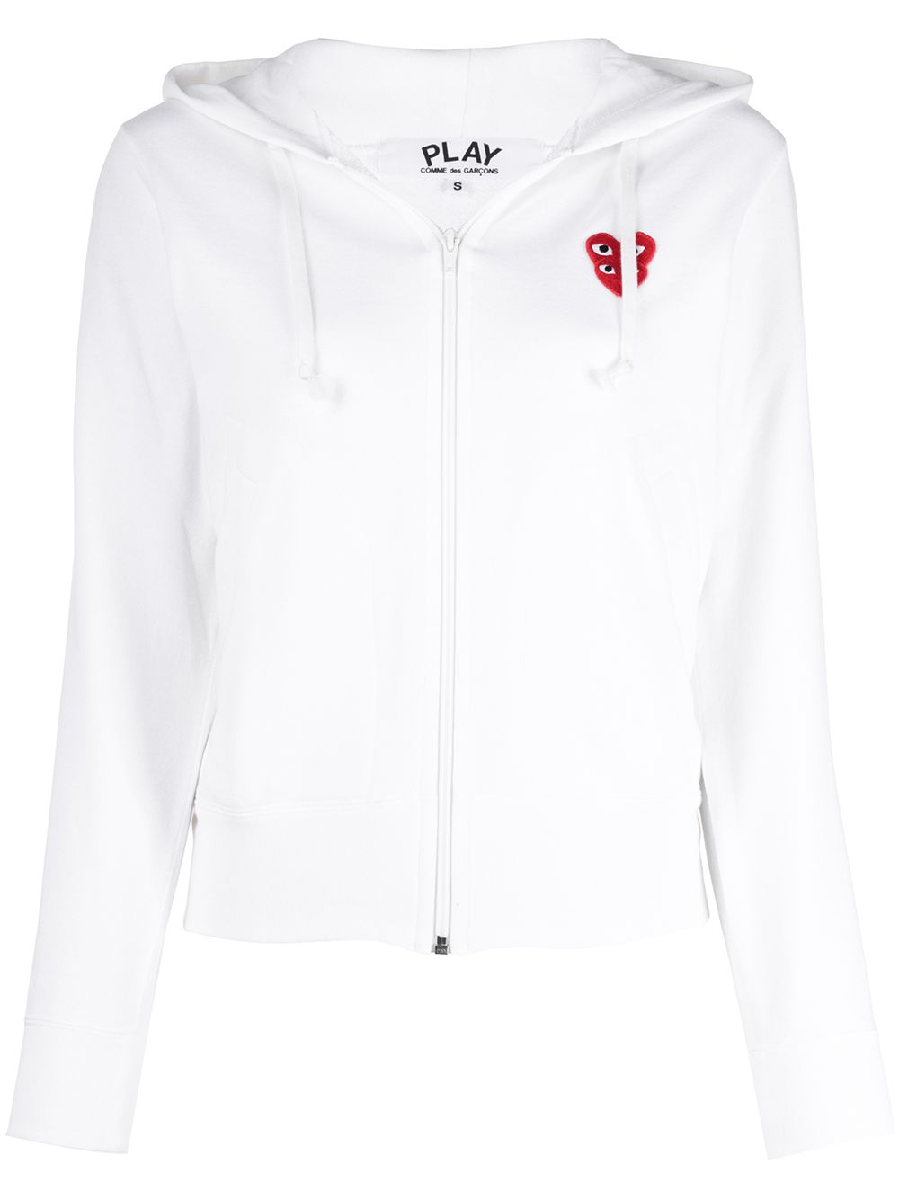Comme Des Garçons Play logo图案拉链连帽衫 - 白色