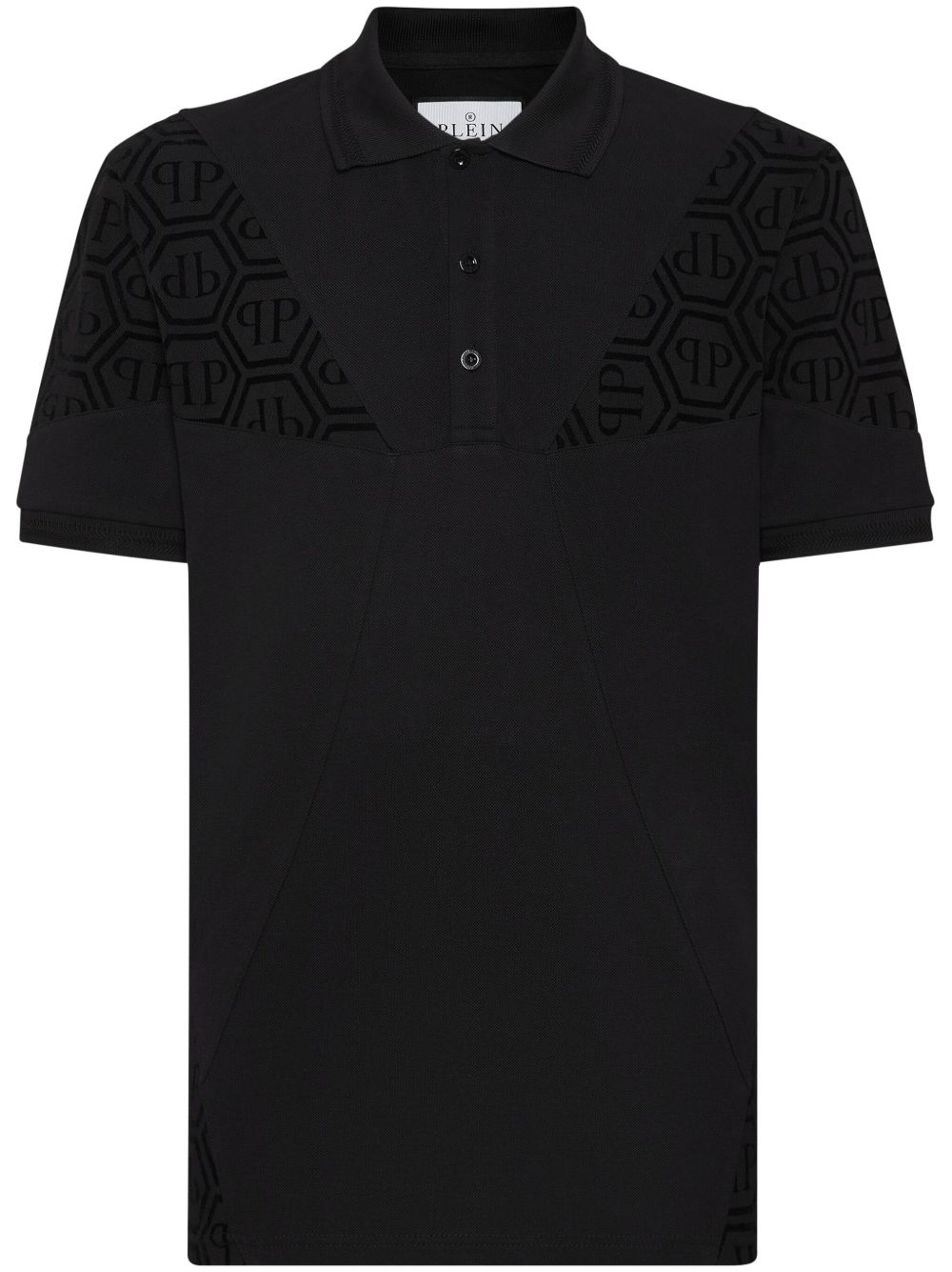 Philipp Plein 经典logo贴花polo衫 - 黑色