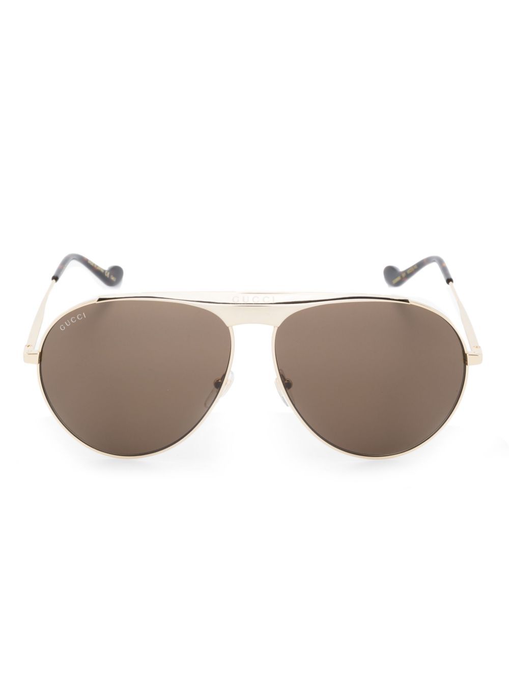 Gucci Eyewear logo鼻架飞行员镜框太阳眼镜 - 金色