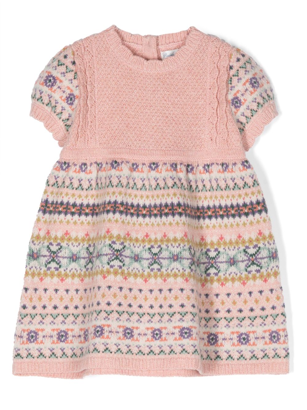POLO RALPH LAUREN KIDS fair isle-knitted wool-blend dress - 粉色