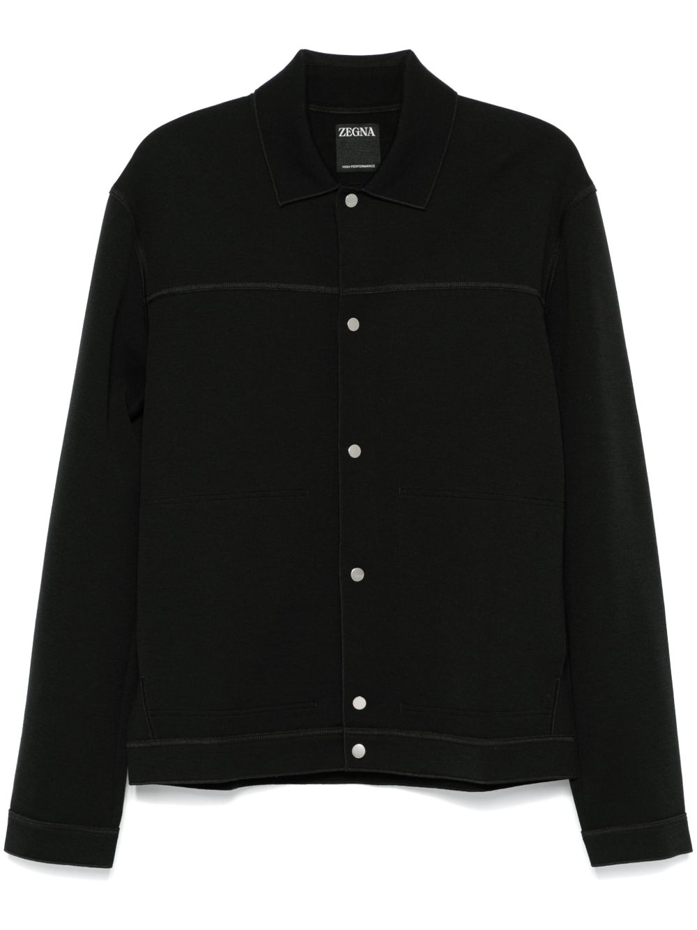Zegna 平纹针织衬衫式夹克 - 黑色