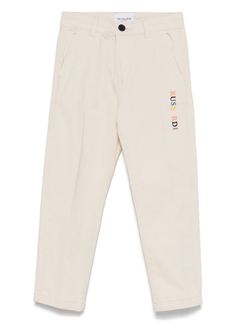 TRUSSARDI JUNIOR logo刺绣长裤 - 中性色