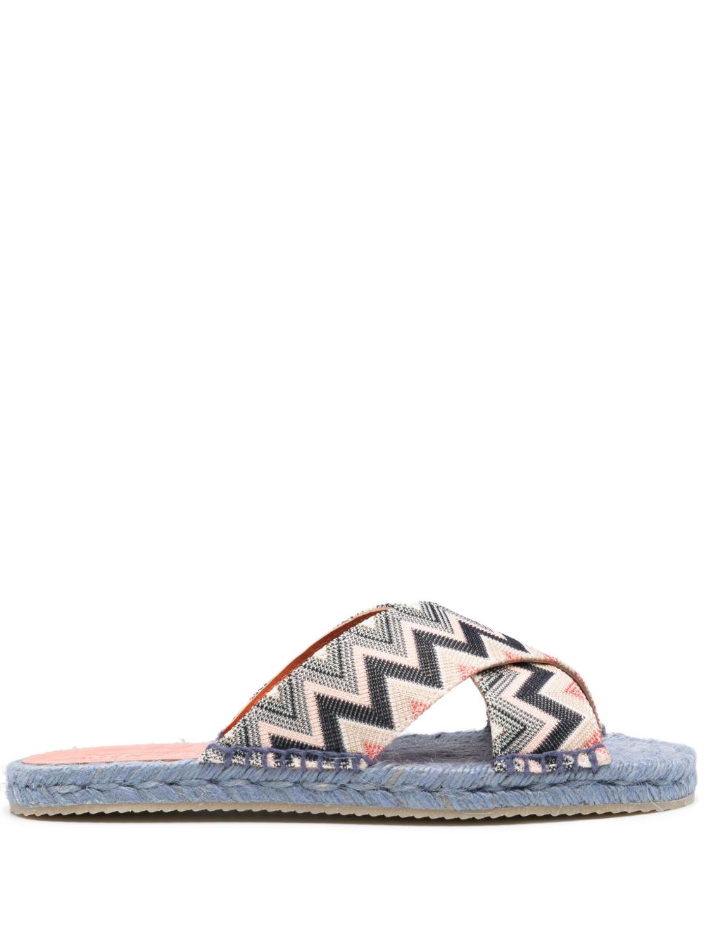 Missoni Z字形图案草编鞋 - 黑色