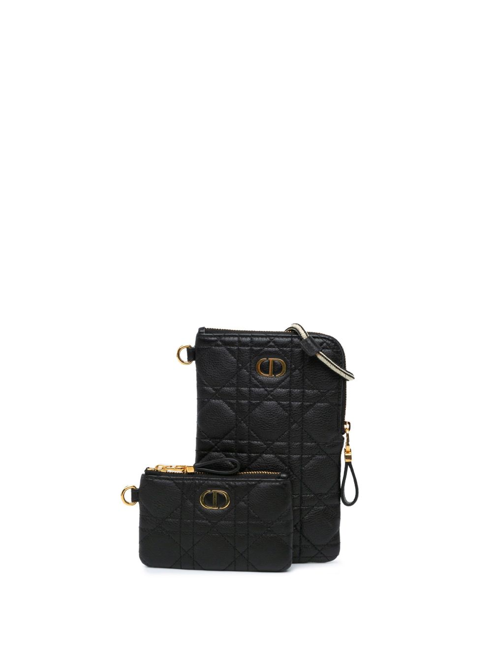 Christian Dior Pre-Owned Supple Cannage Caro Multifunctional Pouch 小牛皮斜挎包 (2021年典小袋款 ) - 黑色