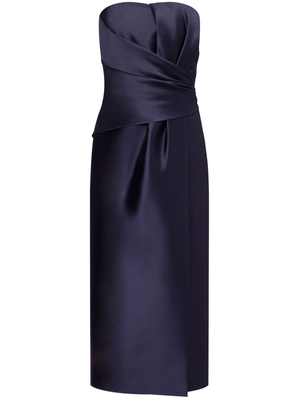 Alberta Ferretti 褶饰中长连衣裙 - 蓝色