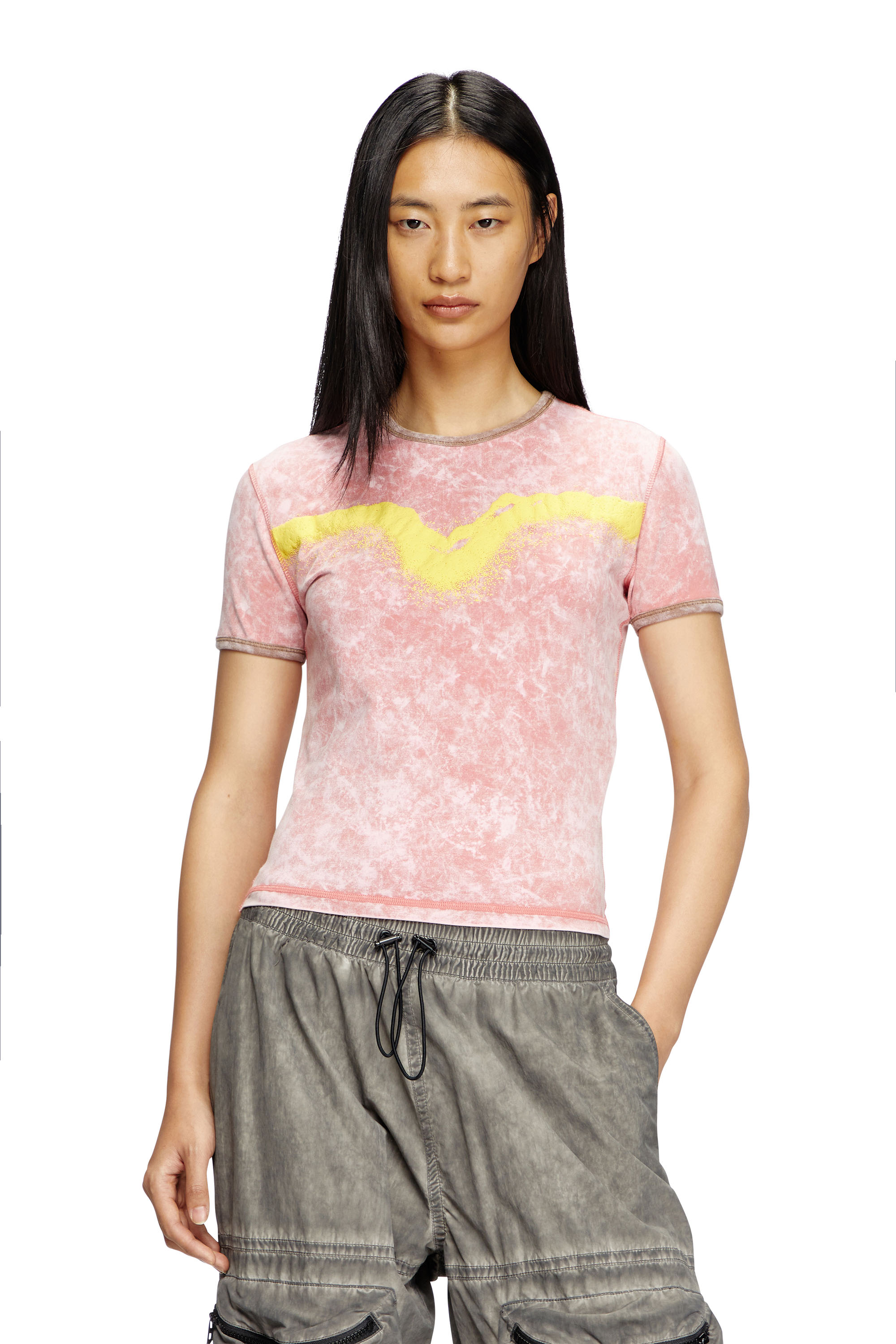 Diesel - Slim fit T-shirt with Oval D puff print - T-Shirts - Woman - Pink