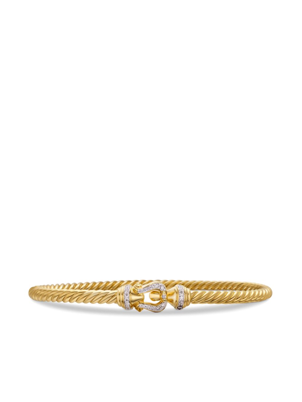 David Yurman 18K黄金 Buckle Cablespira 钻石手链 - 金色