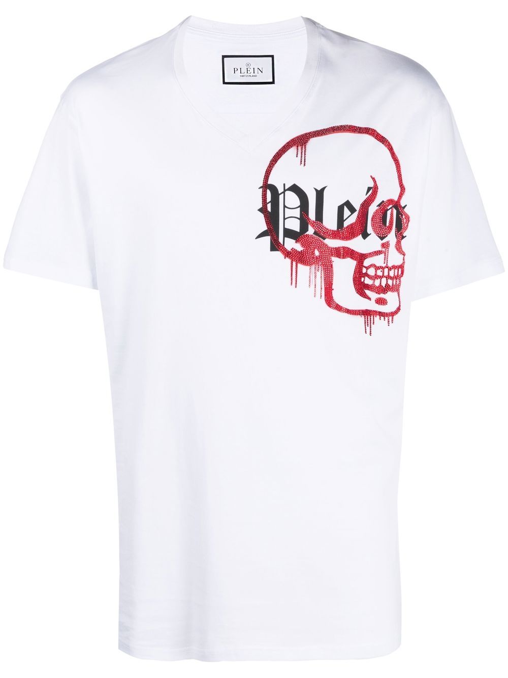 Philipp Plein logo V领T恤 - 白色