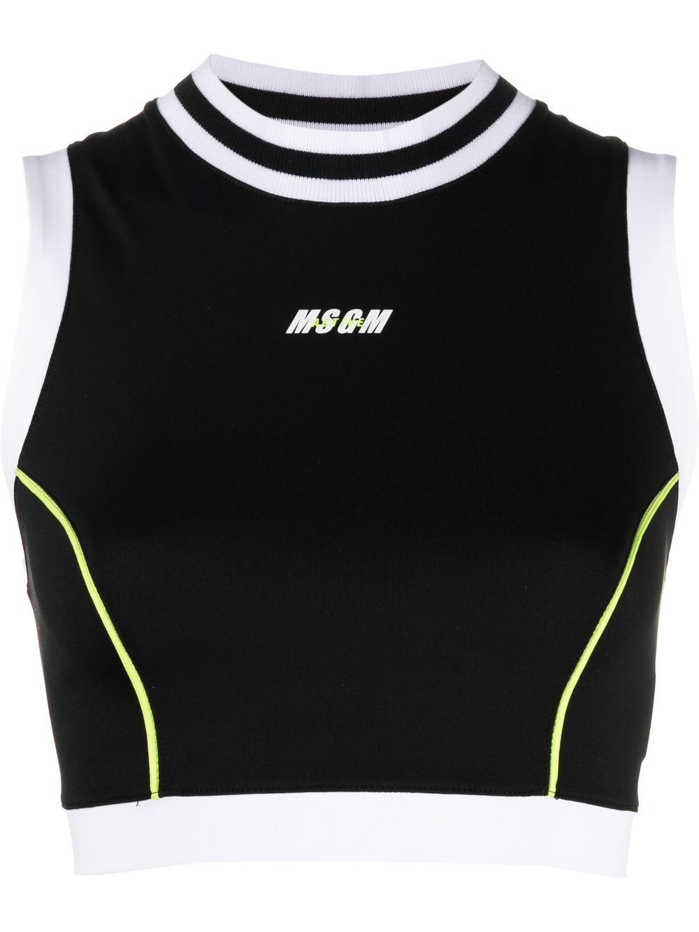 MSGM Active logo印花运动文胸式上衣 - 黑色
