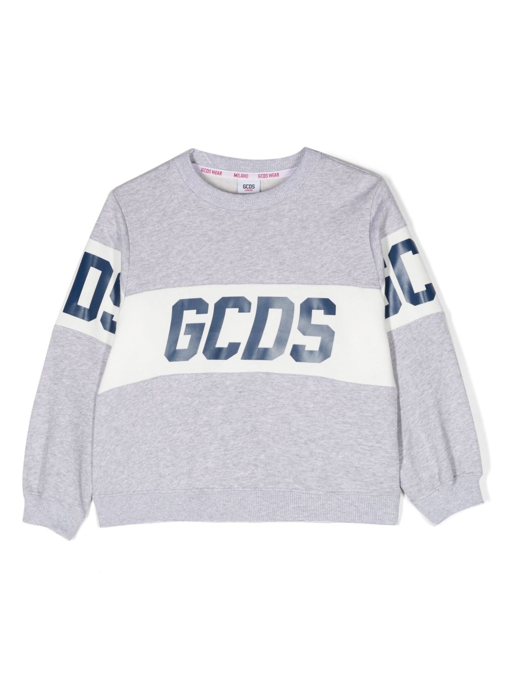 Gcds Kids logo织带细节棉卫衣 - 灰色