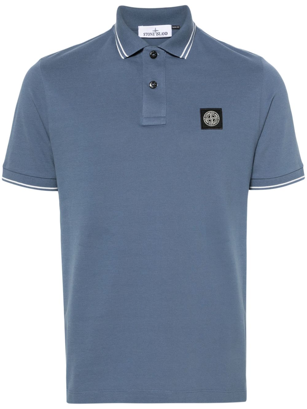 Stone Island 罗盘图案棉polo衫 - 蓝色