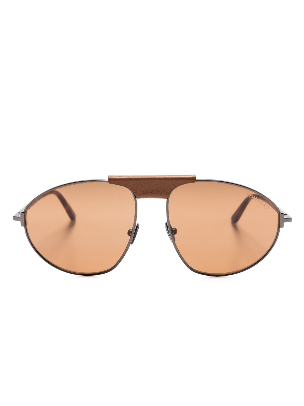 TOM FORD Eyewear 飞行员镜框太阳眼镜 - 褐色