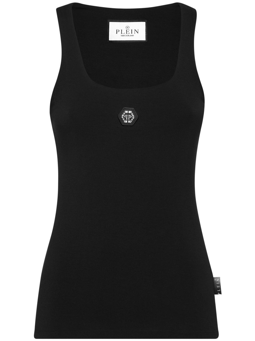 Philipp Plein logo贴花坦克背心 - 黑色