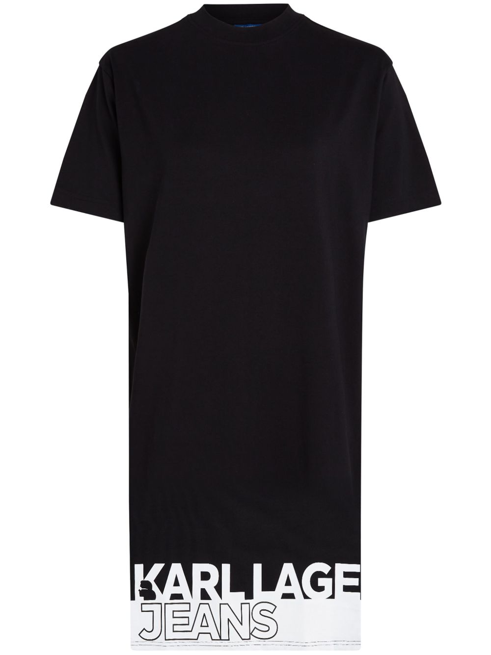 Karl Lagerfeld Jeans logo印花下摆T恤式连衣裙 - 黑色