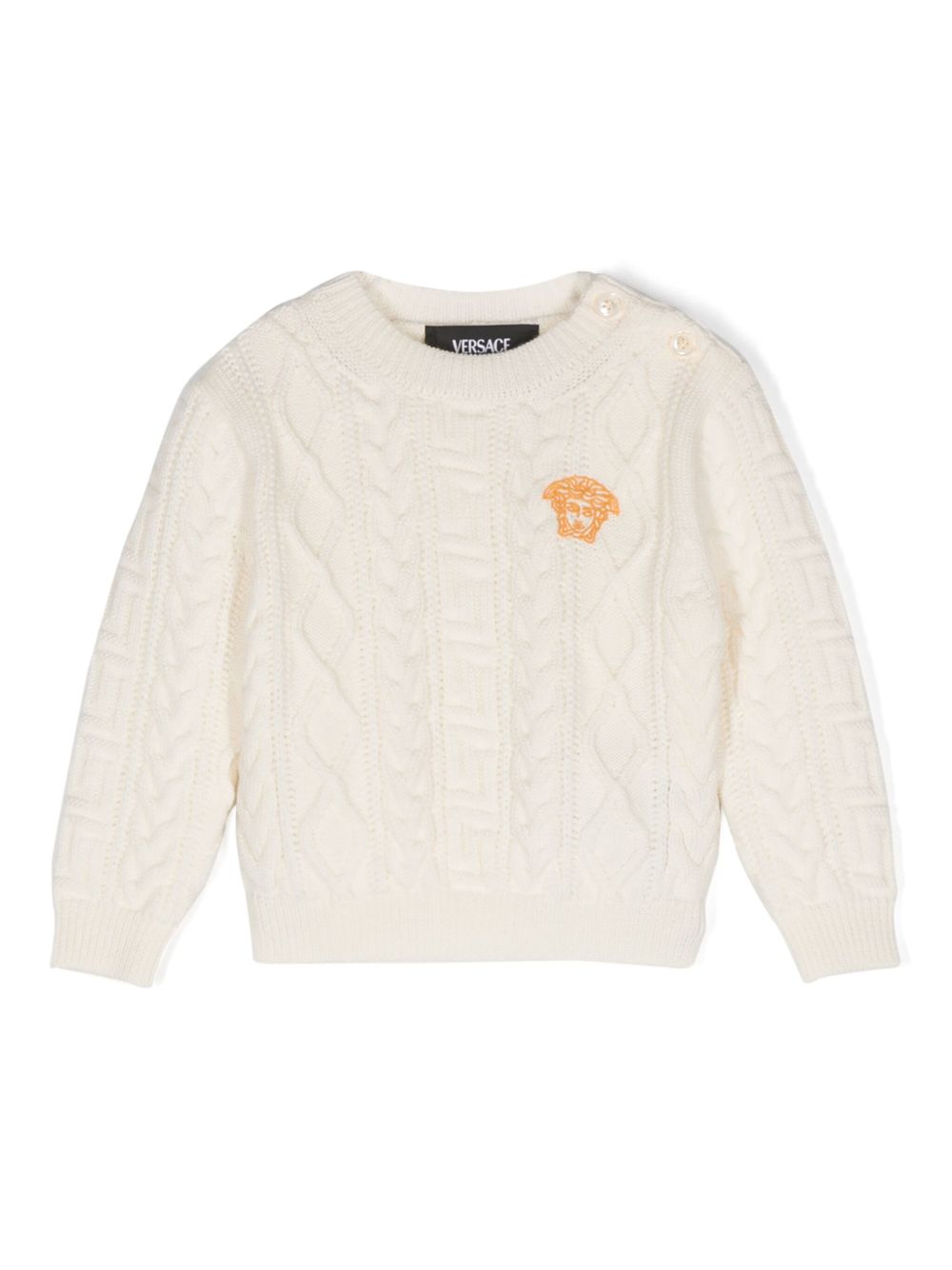 Versace Kids 美杜莎头像刺绣羊毛毛衣 - 中性色