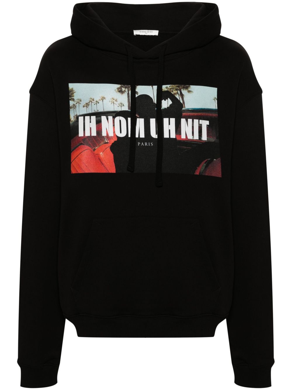 Ih Nom Uh Nit logo印花棉连帽衫 - 黑色