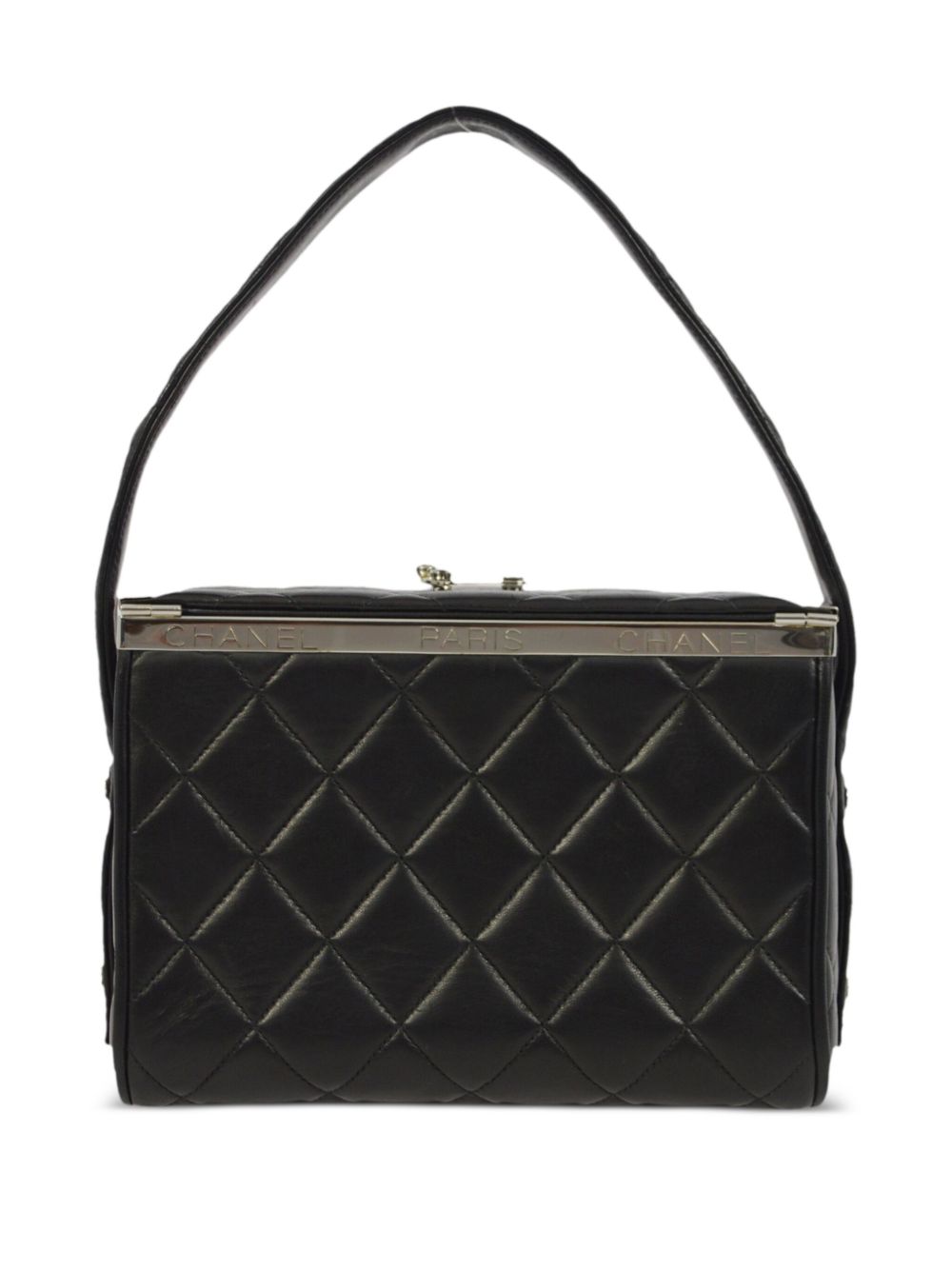 CHANEL Pre-Owned 菱纹绗缝金属框手提包（1997年典藏款） - 黑色