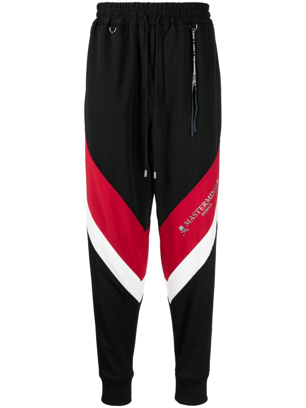 Mastermind World logo印花条纹细节运动裤 - 黑色