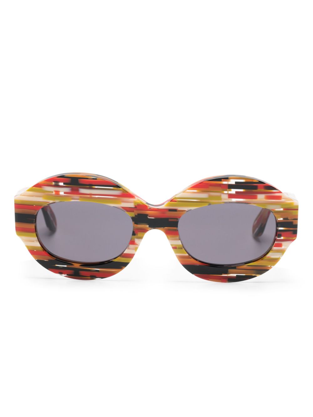 Marni Eyewear Spacey Stripey 椭圆框太阳眼镜 - 红色