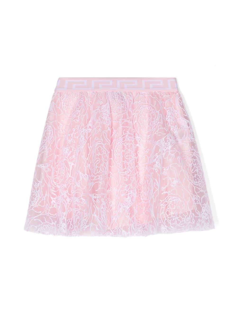 Versace Kids Barocco Flocked 薄纱半身裙 - 粉色