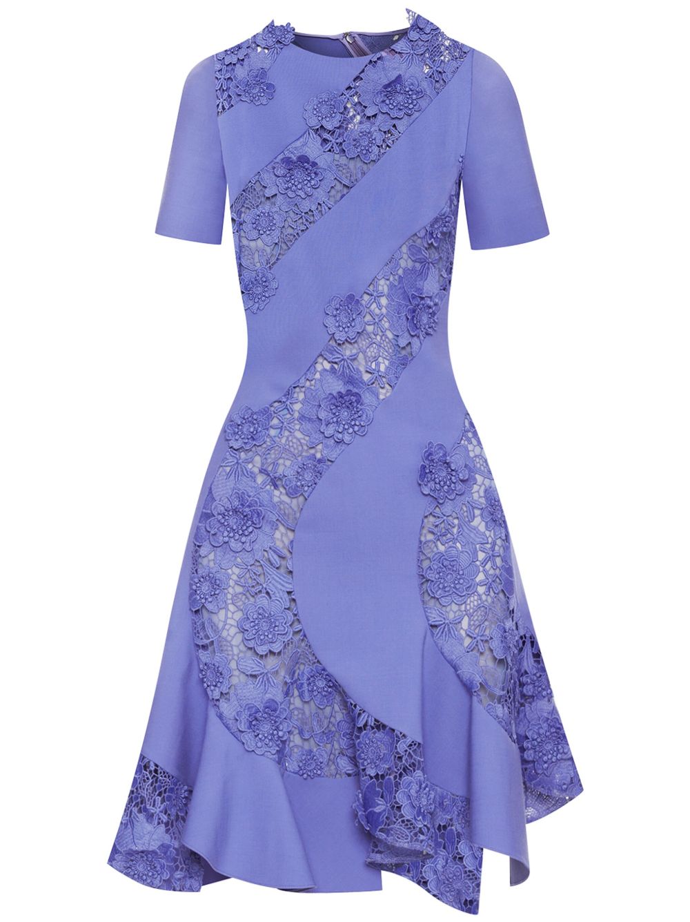 Oscar de la Renta 花卉凸花迷你连衣裙 - 紫色