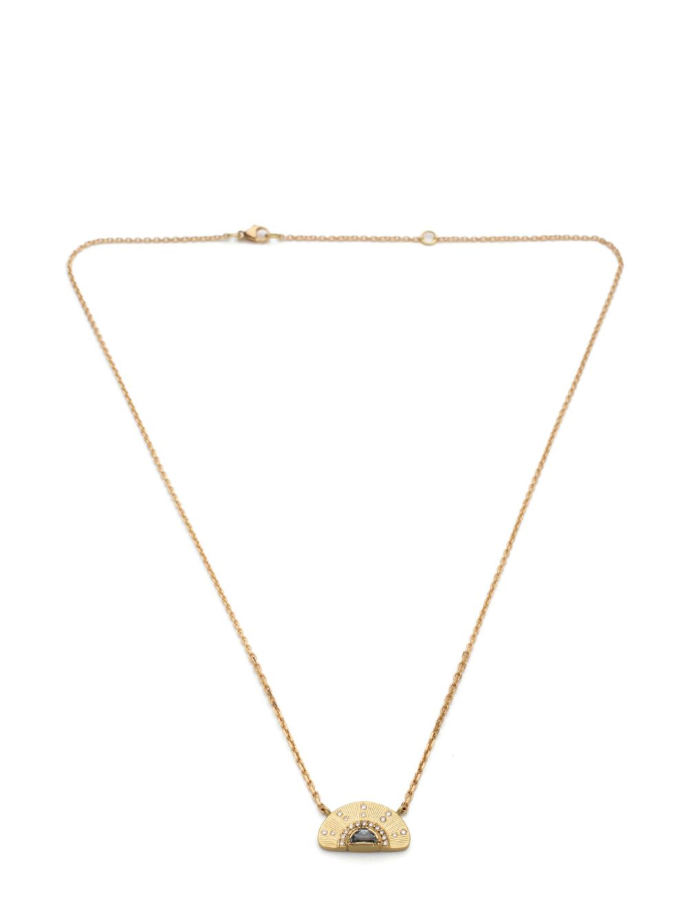 Brooke Gregson 18t gold Engraved Sun Ray sapphire and diamond necklace - 金色
