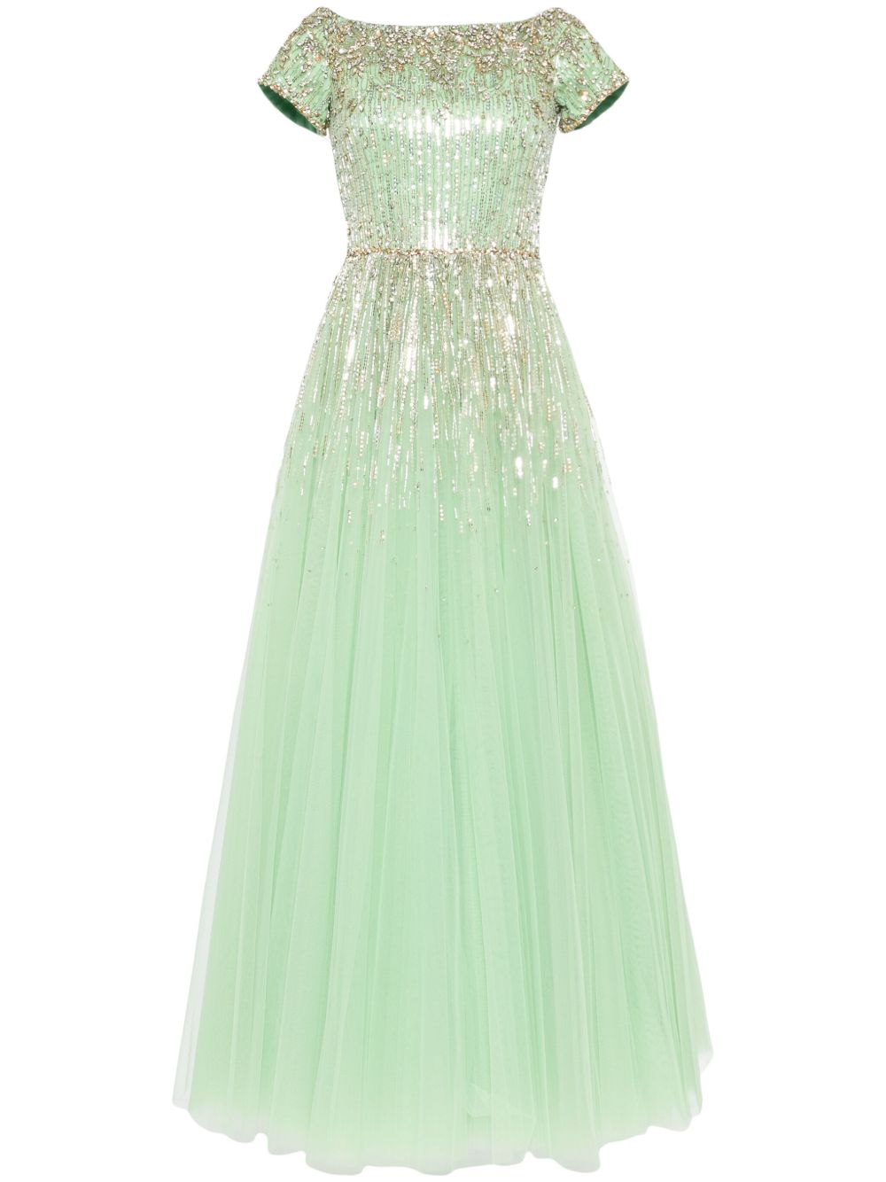 Jenny Packham Lyra 晶饰薄纱礼服 - 绿色