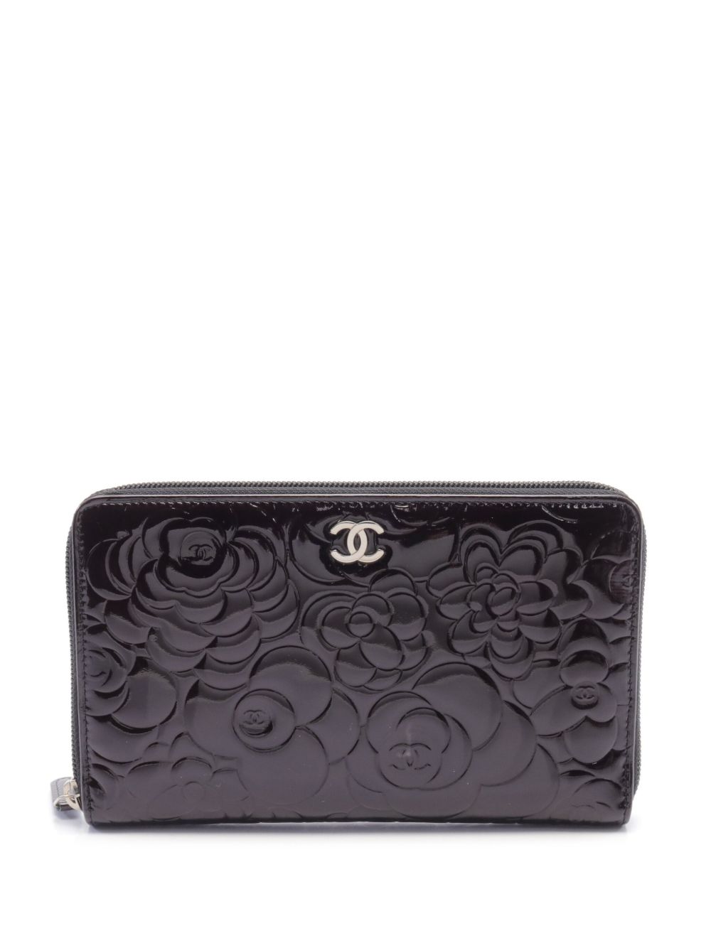 CHANEL Pre-Owned Camellia 长款钱包（2010-2011年典藏款） - 褐色