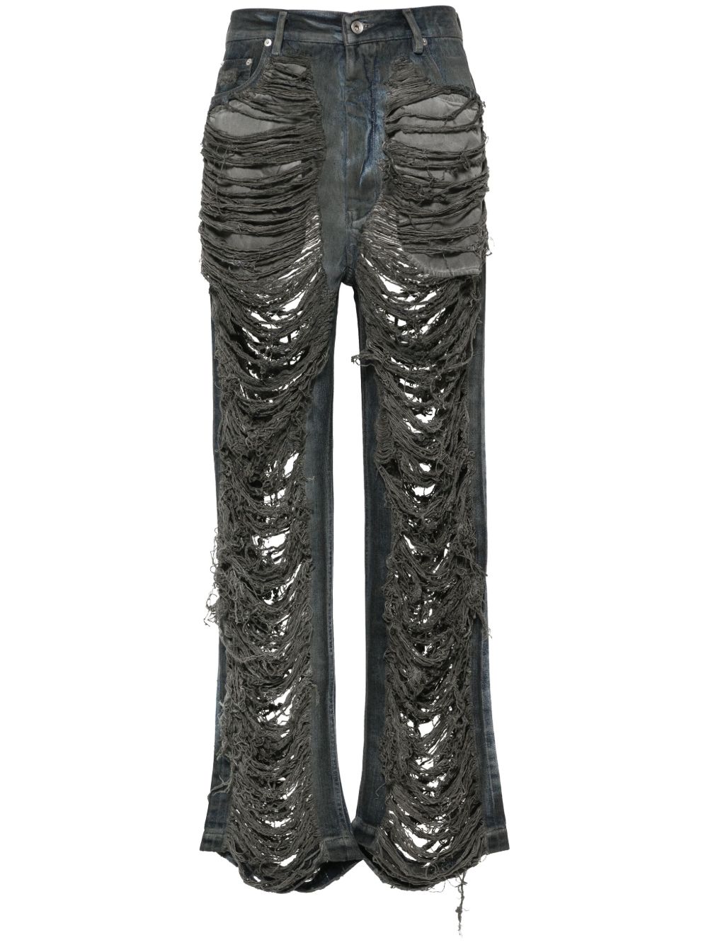 Rick Owens DRKSHDW 仿旧直筒牛仔裤 - 灰色
