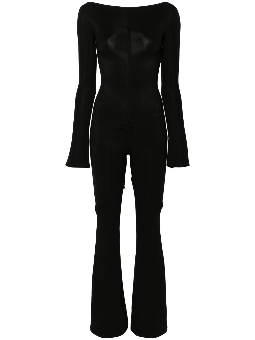 Courrèges Ellipse 拉链绉纱连体长裤 - 黑色