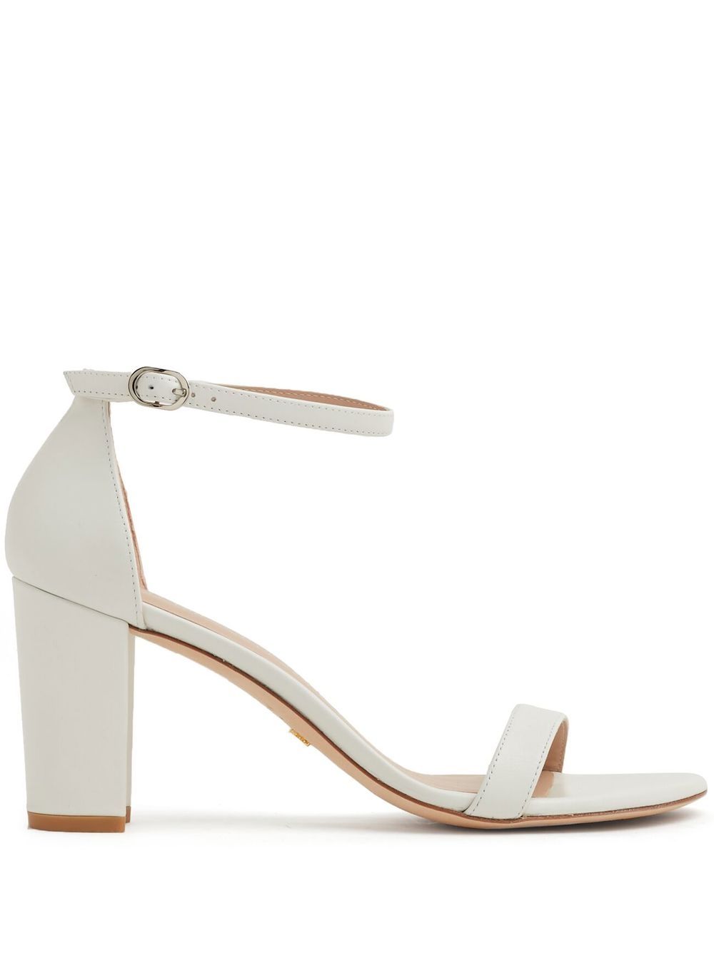 Stuart Weitzman 扣环裹踝带高跟凉鞋 - 白色