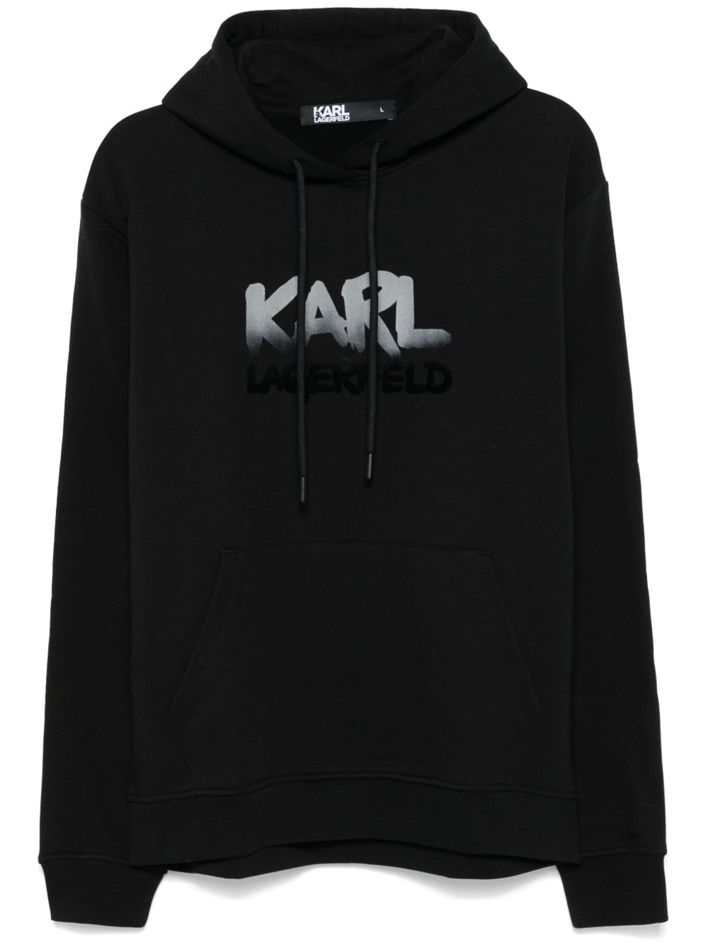 Karl Lagerfeld 植绒logo连帽衫 - 黑色