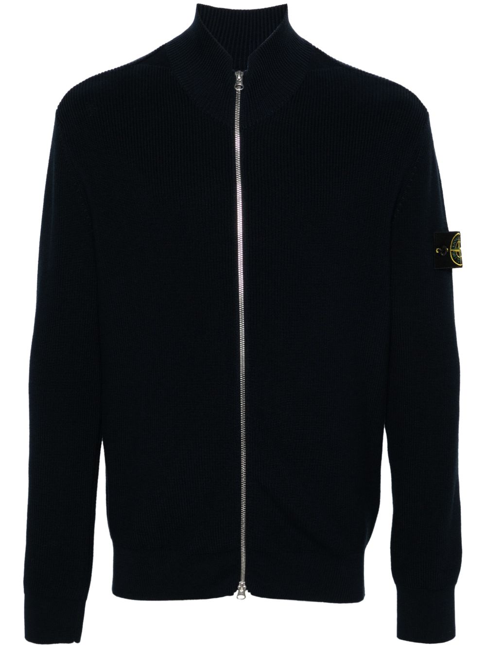 Stone Island 罗盘徽章罗纹针织开衫 - 蓝色